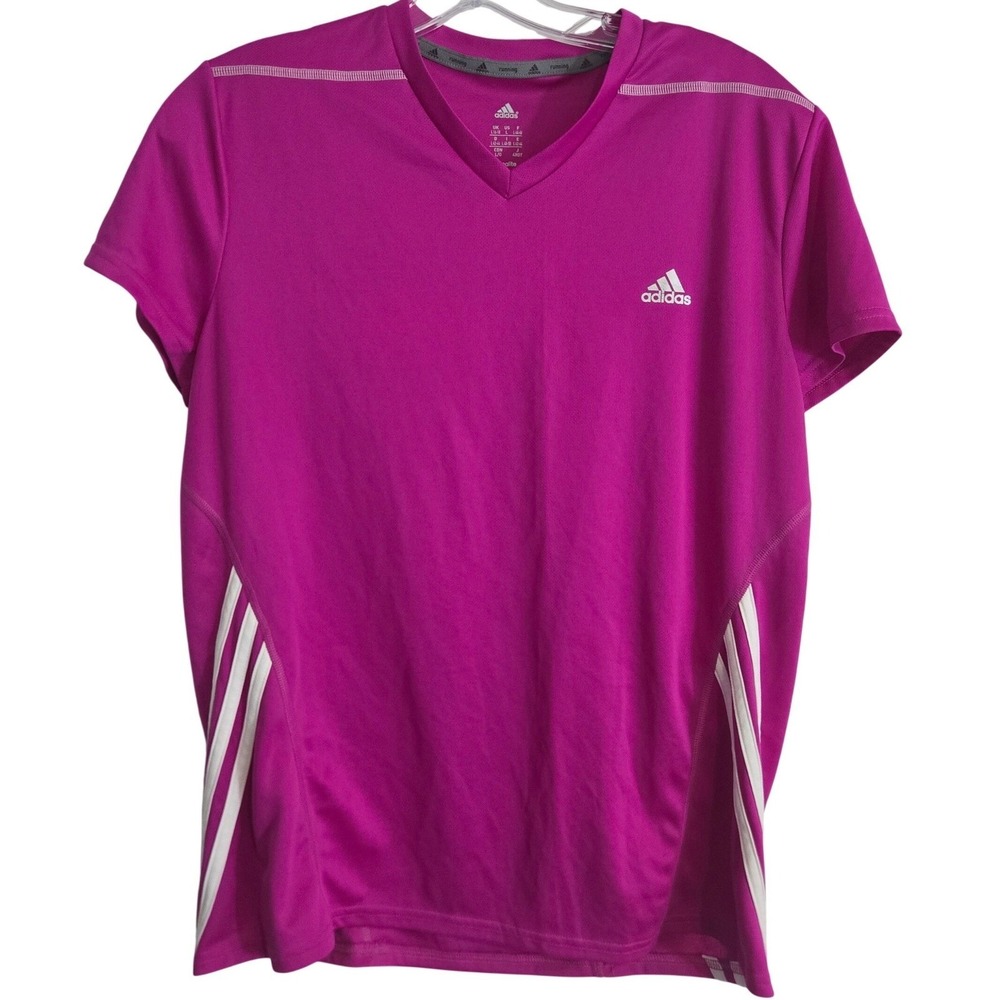 Adidas Womens Large Pink Climalite Athletic Tee Workout Gym Top